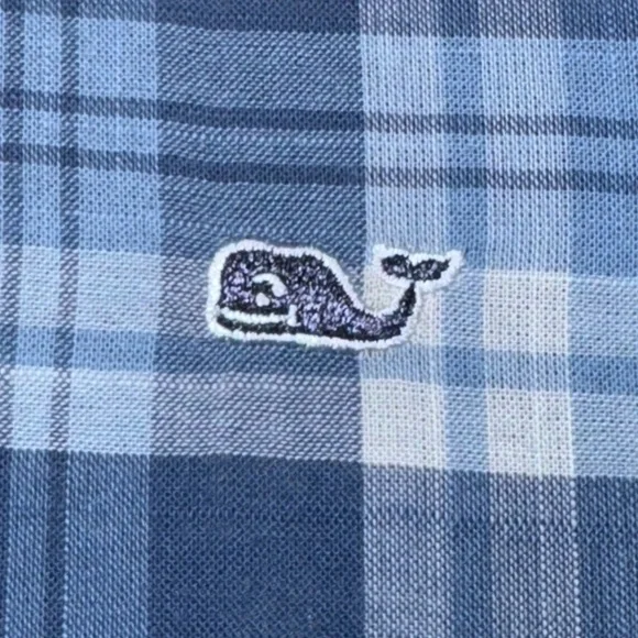 VINEYARD VINES boys plaid dress whale shirt teen size 16 -mint